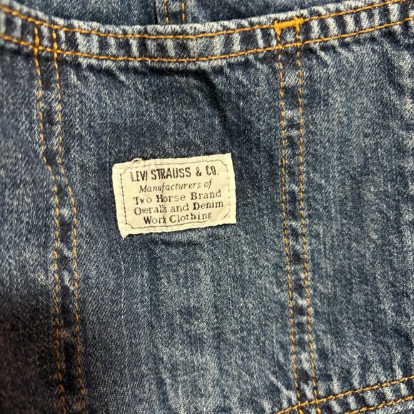 Levi Two Horse Brand Shortalls Womens Sz S Dark Blue Denim Cotton Bib Overalls - Picture 3 of 11